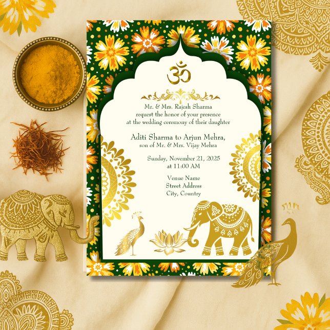 Ivory Mandala Moghul Arch hindu Wedding Invitation (Creator Uploaded)