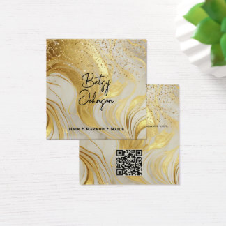Ivory Marble and Gold Glitter Salon Business Card