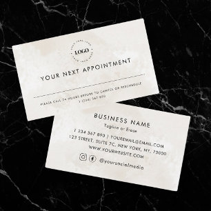 Ivory Marble Custom Logo Business Appointment Card