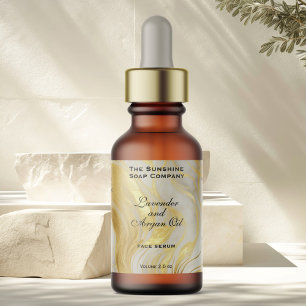 Ivory Marble & Gold Cosmetics Dropper Bottle Label