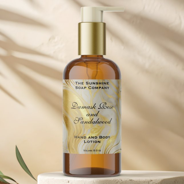 Ivory Marble & Gold Foil Cosmetics Bottle Label (Creator Uploaded)