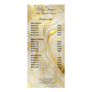 Ivory Marble & Gold Glitter Rack Card Price List