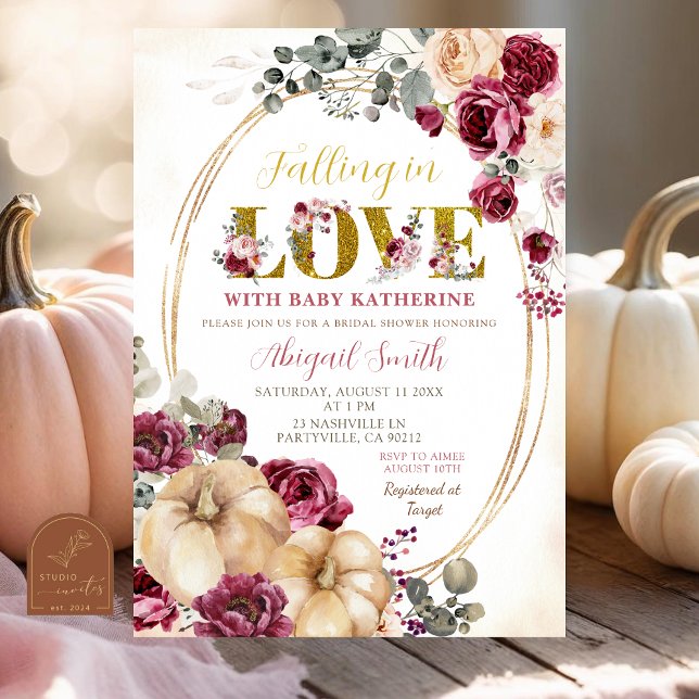 Ivory Marsala Pumpkin Baby Shower Invitation (Creator Uploaded)