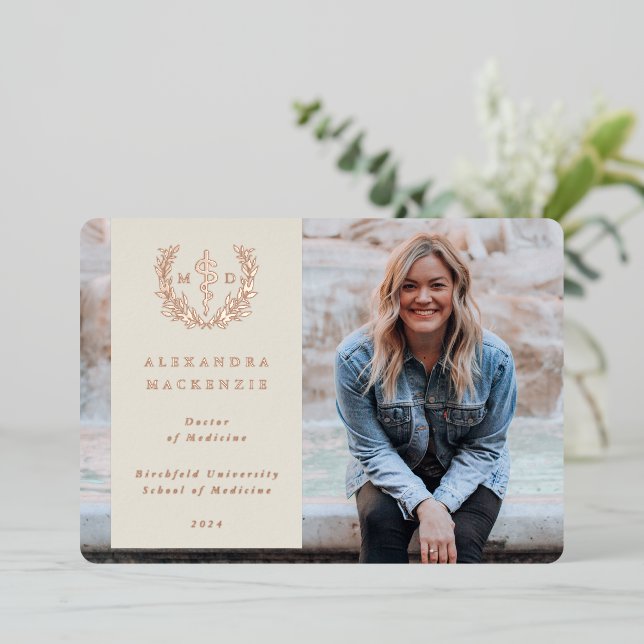 Ivory MD Asclepius Graduation Photo Announcement (Standing Front)