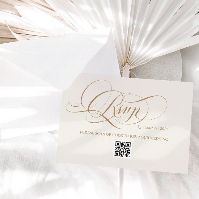 Ivory Minimal Elegant Calligraphy Wedding RSVP Card (Creator Uploaded)