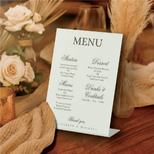 Ivory Minimalist Boho Wedding Menu Pedestal Sign