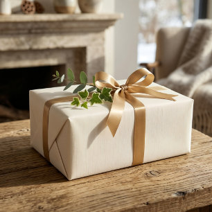 Ivory Minimalist Christmas Gift Wrap Paper