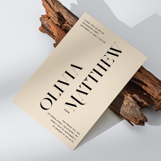 Ivory minimalist photo wedding engagement party invitation (Creator Uploaded)