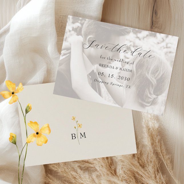 Ivory Minimalist Photo Wedding Save The Date (Creator Uploaded)