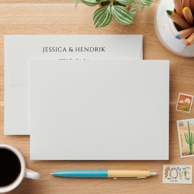 Ivory Minimalist Return Address Wedding Envelope (Desk)