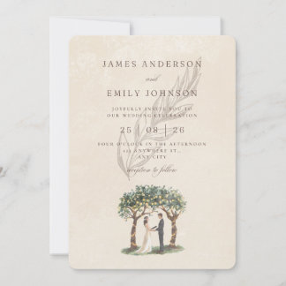 Ivory Minimalist Wedding Invitation | Elegant Cust