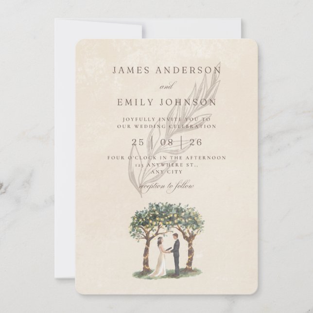 Ivory Minimalist Wedding Invitation | Elegant Cust (Front)