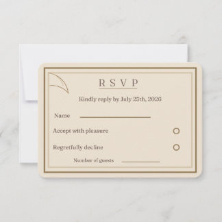 Ivory Minimalist Wedding RSVP Card | Matching Wedd