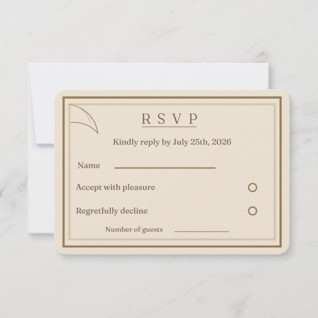 Ivory Minimalist Wedding RSVP Card | Matching Wedd (Front)