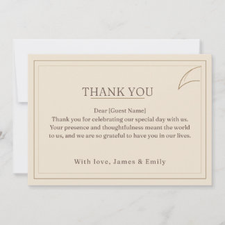 Ivory Minimalist Wedding Thank You Card | Matching