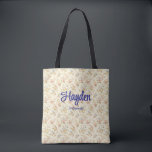 Ivory Mixed Bouquet Romantic Floral Wedding Party Tote Bag<br><div class="desc">The prettiest plus-one for any wedding weekend. This luxe tote features an all-over vintage floral print in ivory, blue and blush with a chic script name on the front. Toss in your bach weekend must-haves or surprise your squad with a custom gift. Matching accessory bags, tumblers, and beach / spa...</div>