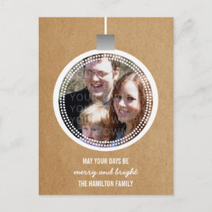 Ivory Mod Ornament Holiday Photo Postcard