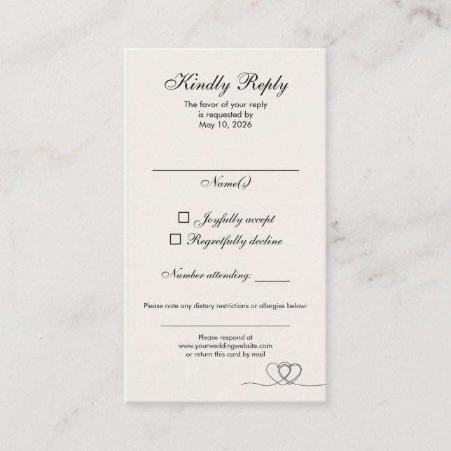Ivory Modern Chic Mix and Match Wedding RSVP Card (Front)