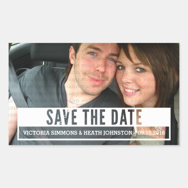 Ivory Modern Cut Out Save the Date Stickers (Front)