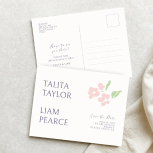 Ivory   Modern Minimal Floral Wedding  Postcard