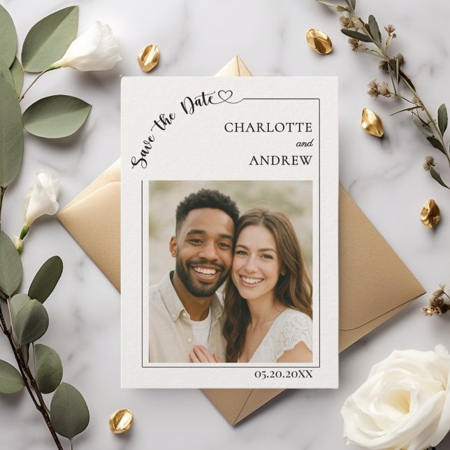 Ivory modern photo wedding luxury Save the Date (Creator Uploaded)