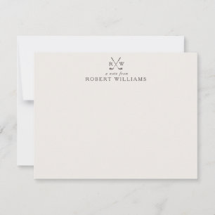 Ivory Monogram Initials Golf Stationery Note Card