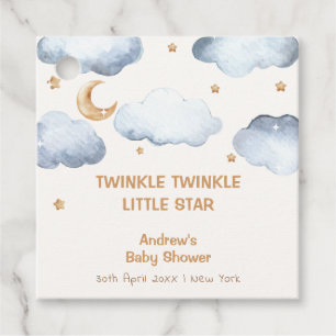 Ivory Moon Stars Twinkle Boy Baby Shower Favour Tags