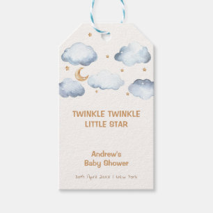Ivory Moon Stars Twinkle Boy Baby Shower Gift Tags