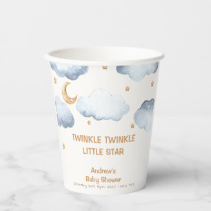 Ivory Moon Stars Twinkle Boy Baby Shower Paper Cups