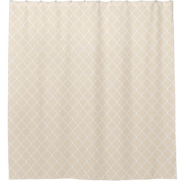Ivory Moroccan Quatrefoil Pattern Shower Curtain (Front)