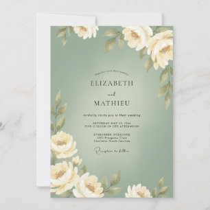 Ivory Moss Painted Wedding Invitation