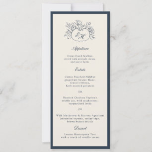 Ivory Navy Autumn Wedding Menu Card