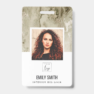 IVORY OFF WHITE GREEN EMPLOYEE PHOTO BAR CODE NAME ID BADGE