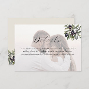Ivory Olive Photo Wedding Details Enclosure Card