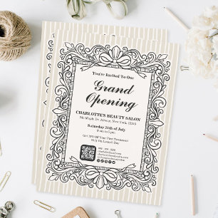 Ivory Ornate Bow Frame Grand Opening Flyer