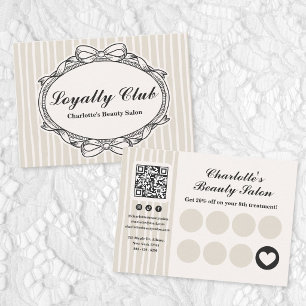 Ivory Ornate Bow Frame Salon Loyalty Card