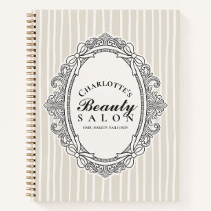 Ivory Ornate Oval Frame Beauty Salon Notebook