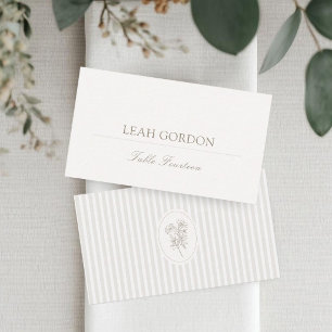 Ivory   Oval & Stripe Wedding Place Card