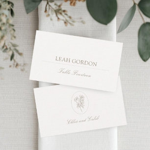 Ivory   Oval & Stripe Wedding Place Card