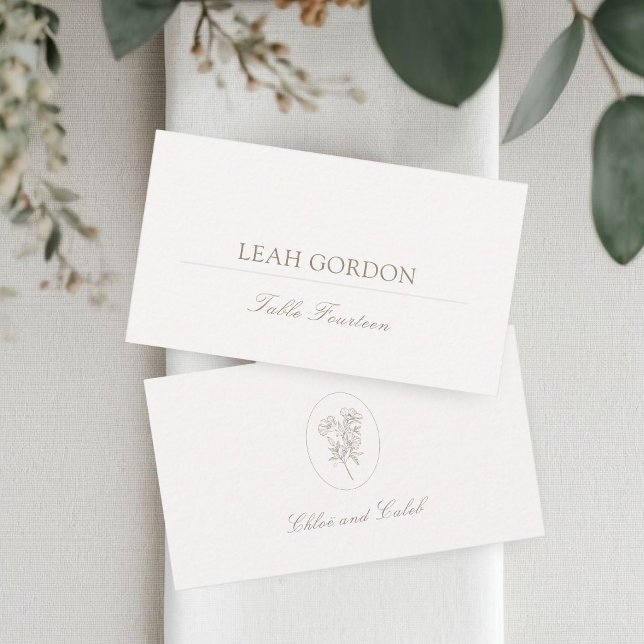 Ivory | Oval & Stripe Wedding Place Card (Creator Uploaded)