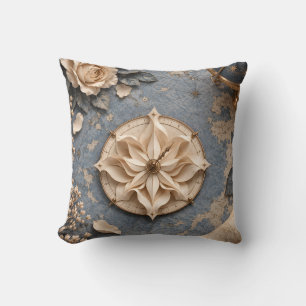 Ivory Paper Compass Rose Vintage Blue Map Cushion