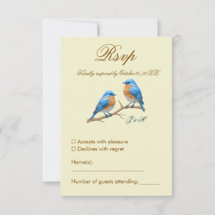 Ivory Pastel Lovebirds Romantic Bluebirds Wedding RSVP Card