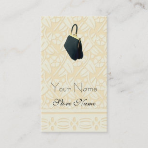 Ivory Patterned with Black Purse Business Cards