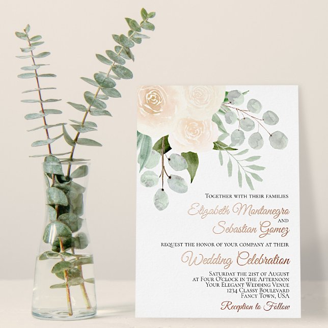 Ivory Peach Watercolor Roses Elegant Wedding (Creator Uploaded)
