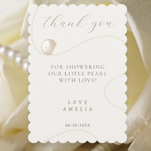 Ivory Pearl Elegant Baby Shower Thank You Card