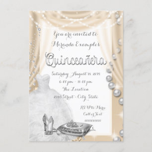 Ivory Pearl Princess Quinceañera Invitation