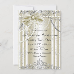 Ivory Pearl Quinceanera Invitation