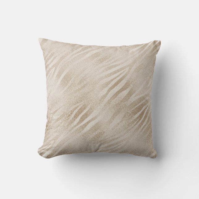 Ivory Pearly Animal Skin Zebra Titanium Pillow (Front)