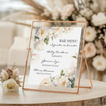 Ivory Peony Floral Signature Drinks Menu