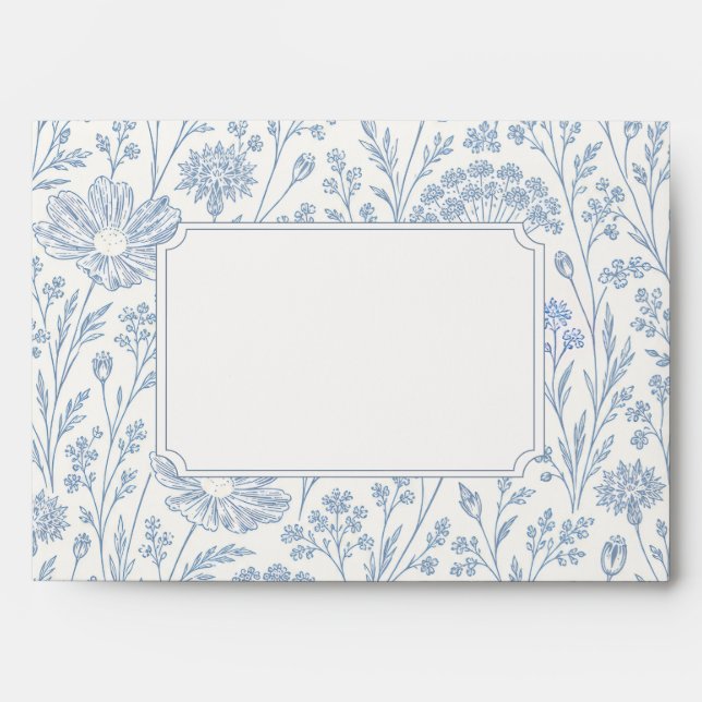 Ivory Periwinkle Wildflower Pattern Envelop Envelope (Front)